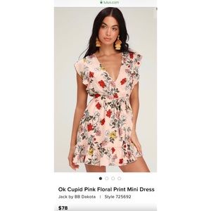 Lulus Ok Cupid Pink Floral Print Mini Dress